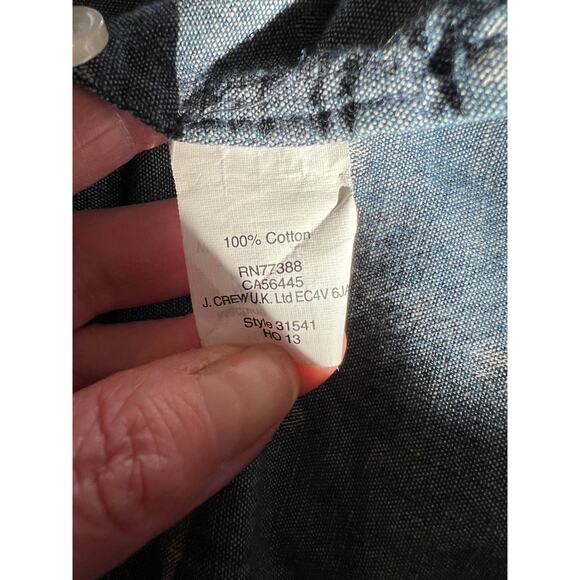 J Crew Blue Chambray Polka Dot Button Up Shirt S - Picture 6 of 6